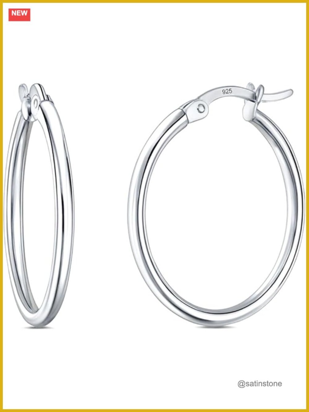 925 Sterling Silver Hoop Earrings Lightweight Diamond-Cut Classic Hoops